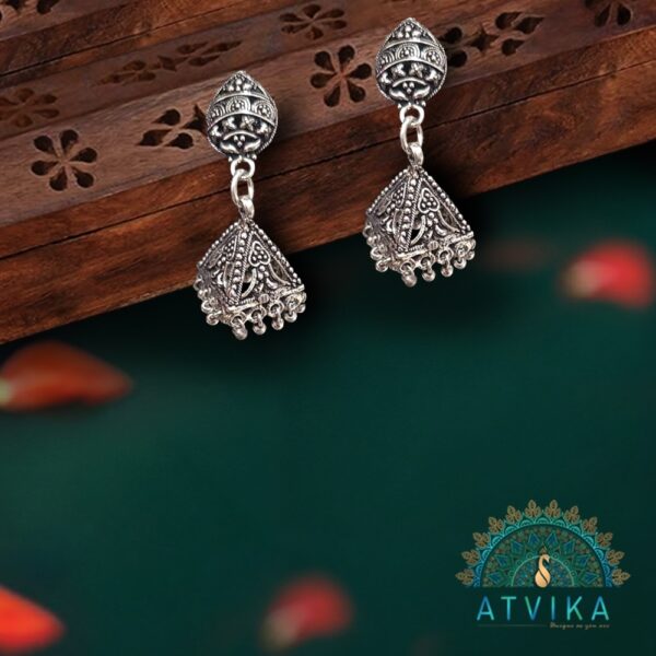 Silver Plated Oxidized Black Stylish Jhumka Jhumki Earrings, Indian Earrings for women