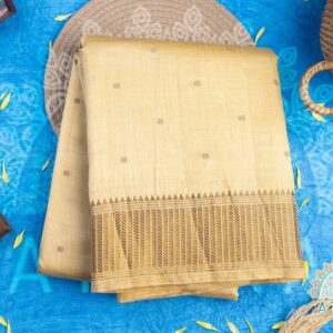 Cream Half White Tussar Silk Saree with Golden Zari, Adorned with Subtle Motifs