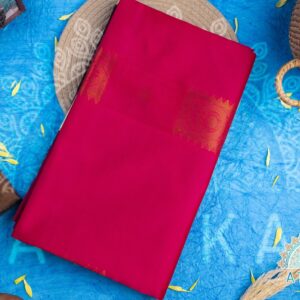 Dark Pink Soft Silk Saree with Peacock Green Pallu and Gleaming Golden Butta Designs