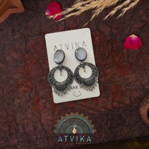 Oxidized Disc Shape Fashion Earrings