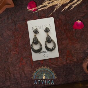 Oxidized Stone Studded Fashion Earrings