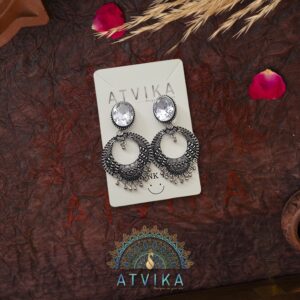 Fashionable Oxidized Disc-Shaped Earrings