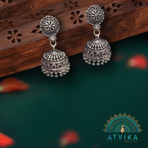 German Silver Black Stylish Oxidized Jhumka Jhumki Earrings