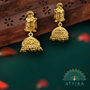 Traditional Premium Gold Plated Radha Krishna Jhumka Jhumki Earrings