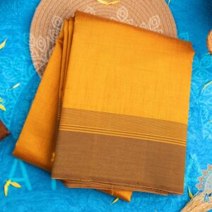 Mustard Tussar Silk Saree with a Plain Border