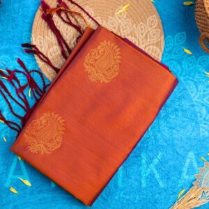 Premium Chocolate brown Soft Silk Saree with Maroon Pallu