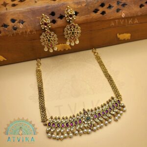 Premium Quality Stone Studded Designer Choker Necklace