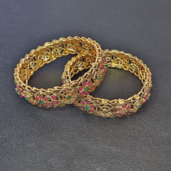 Gold Plated Traditional Bangles with Stones