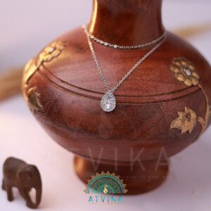 Timeless Teardrop Silver Color Pendant Chain