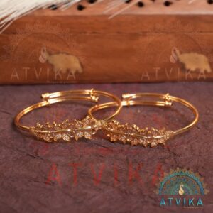 Adjustable Gold-Plated Butterfly Design Bangle Bracelet with Crystal Accents