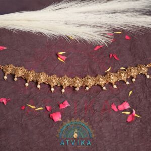 Goddess Lakshmi Antique Waist Belt with Pearl Drops