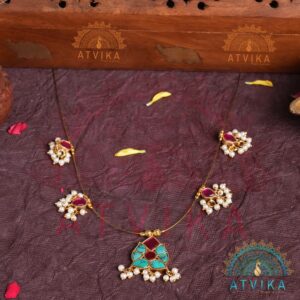 Turquoise & Pink Petal Invisible Thread Necklace