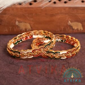 Multicolor Meenakari Bangles with Gold Finish and Intricate Cutwork