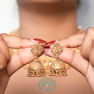 Antique Coin and Floral Choker Earring Set with Multicolor Stones
