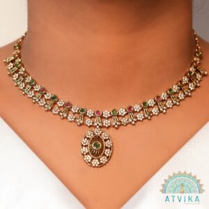 Elegant Gold-Plated Multicolor Stone Necklace