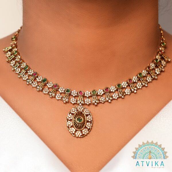 Elegant Gold-Plated Multicolor Stone Necklace