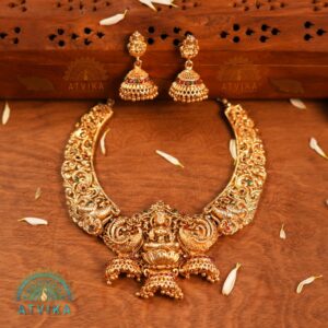 Lakshmi Antique Necklace & Jhumka Set