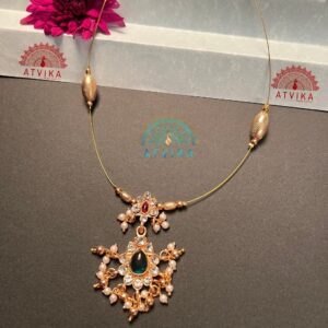 Regal Bloom Invisible Necklace with Crystal Drops