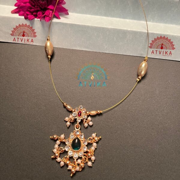 Regal Bloom Invisible Necklace with Crystal Drops