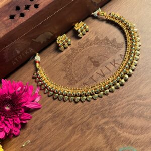 Regal Gilded Petal Necklace & Earring Set