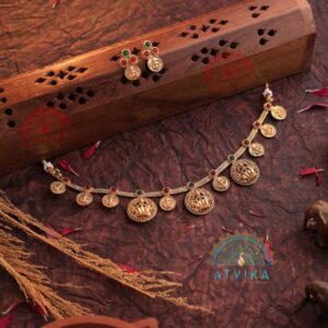 Mahalakshmi Coin Temple Necklace & Earring Set