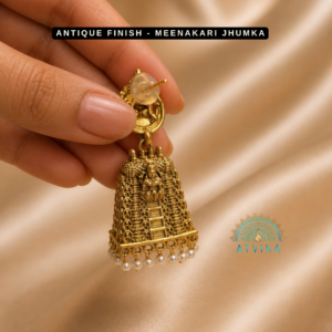 Antique Finish Meenakari Gopuram Jhumka Earrings