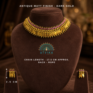 Antique Matt Dark Gold Elakkathali High Neck Choker Set