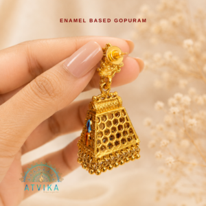 Enamel Based Gopuram Design Jhumka (Matt Finish)