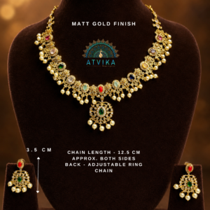 Multi color Navarathna style necklace