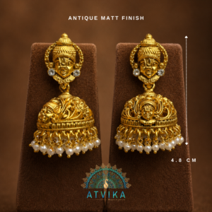 Balaji Antique Matt Finish Temple Jhumka Earrings