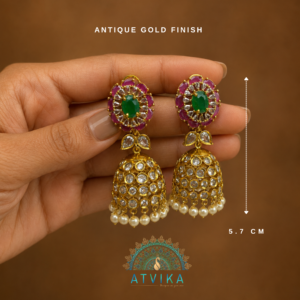 Pushpavali Kundan Stone Jhumkas