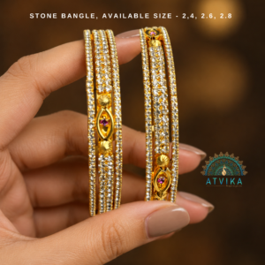 Varnika Ruby Accent White AD Stone Designer Bangles Size -