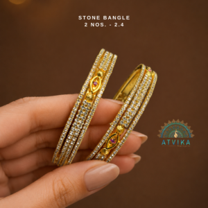 Varnika Ruby Accent White AD Stone Designer Bangles Size - 2.4
